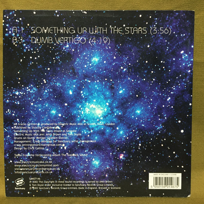 【送料無料】 electric music aka - Something Up With The Stars / Dumb Vertigo 【UK ORIGINAL 7inch】_画像2