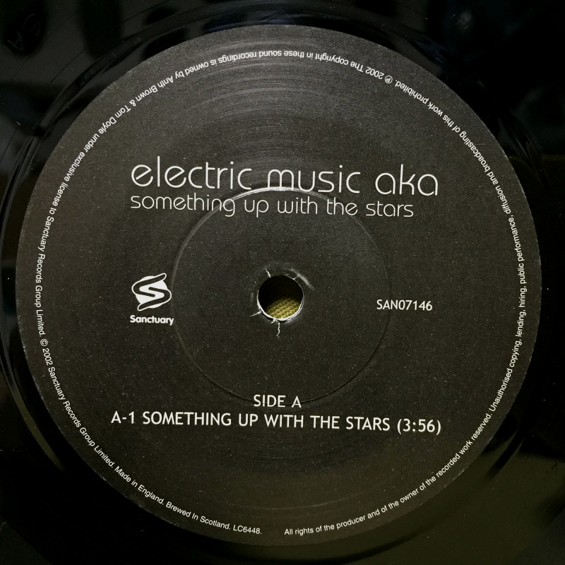 【送料無料】 electric music aka - Something Up With The Stars / Dumb Vertigo 【UK ORIGINAL 7inch】_画像3