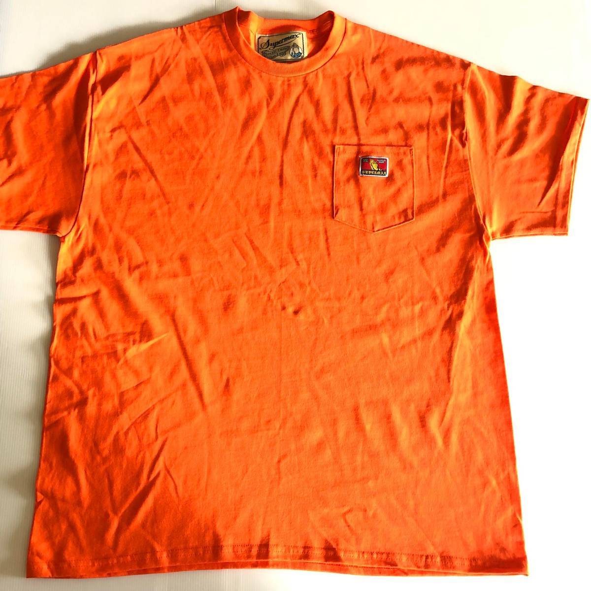 ◎【SUPERMAX HARDWARE】size:Ｌ ポケットTシャツ Orange スーパーマックス ステッカー付/ロサンゼルス hardcore チカーノ Lowrider_画像6