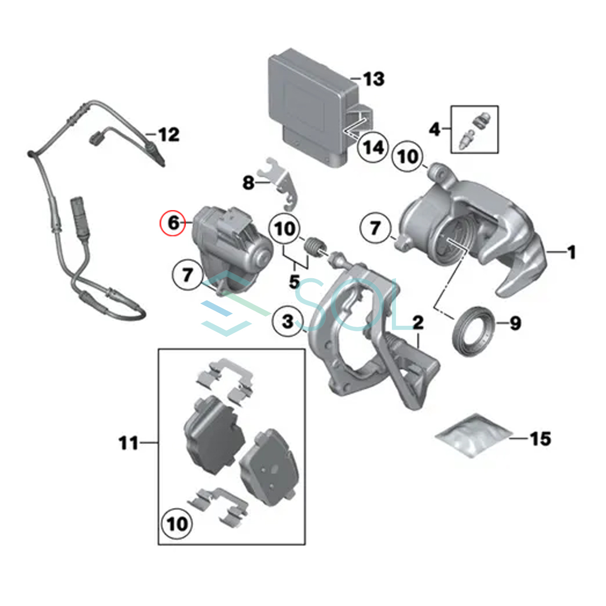 BMW F10 F11 パーキングブレーキ サイドブレーキ EMF アクチュエーター 左右共通 523i 528i 535i 535iX 550i M5 34216794618 34216791420_画像5