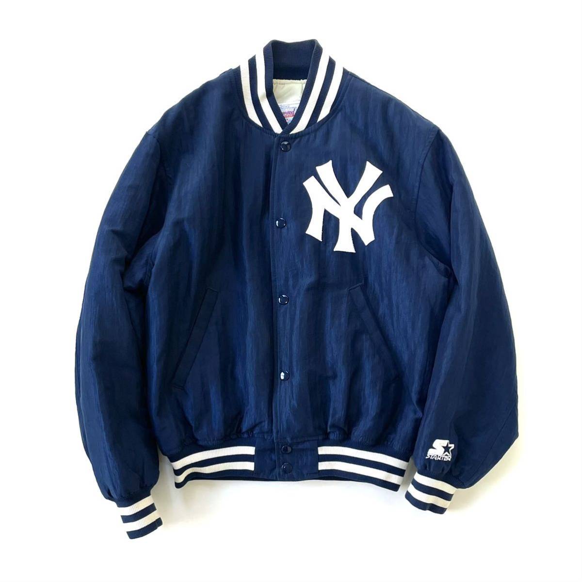 90's New York Yankees スタジャン STARTER ネイビー S 古着 ニューヨークヤンキース AUTHENTIC Diamond collection スターター ジャケット