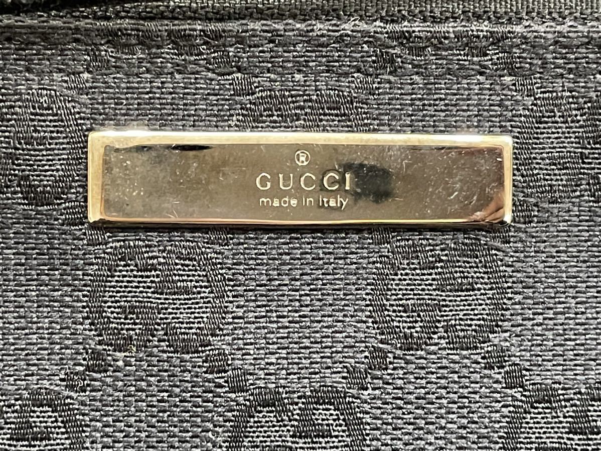 S3L439◆本物◆ グッチ GUCCI キャンバス ブラック色 GG柄 ロゴ ハンドバッグ パーティーバッグ_画像8