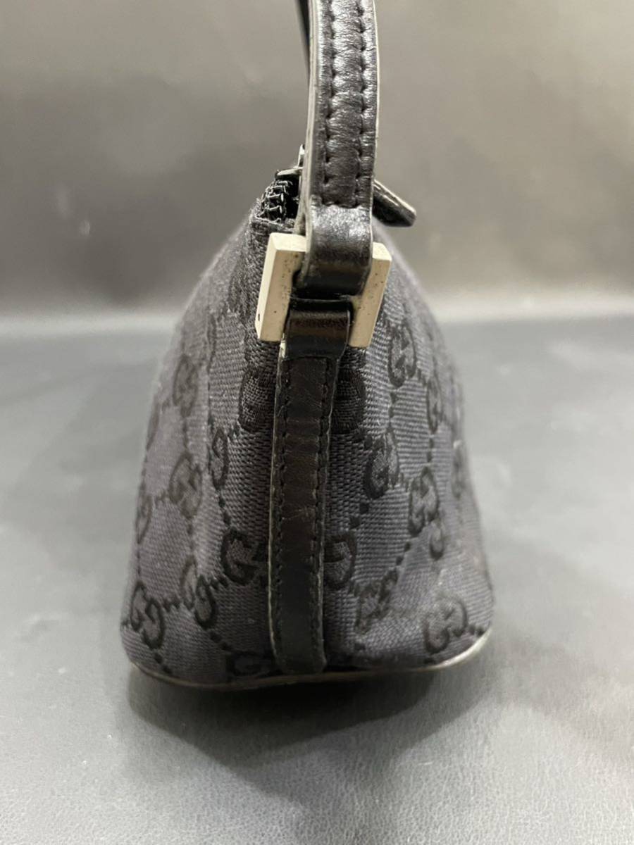 S3L439◆本物◆ グッチ GUCCI キャンバス ブラック色 GG柄 ロゴ ハンドバッグ パーティーバッグ_画像6