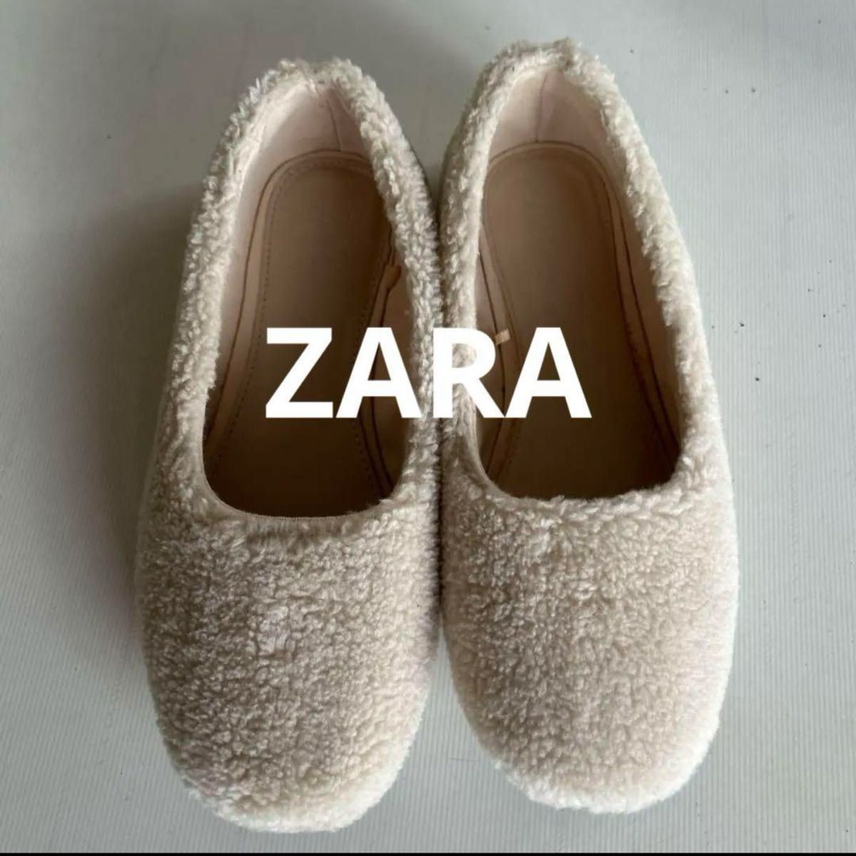 【ZARA】 ザラ　モコモコ　ボア　フラットシューズ　36 23cm