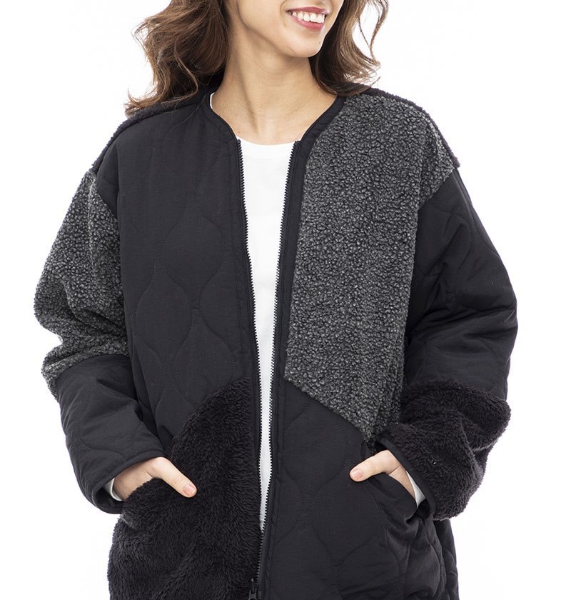 【SALE】★送料無料★2023秋冬 新品【BILLABONG/ビラボン】MIX FABRIC NO COLLAR JACKET ジャケット BLK レディースM BD014-761