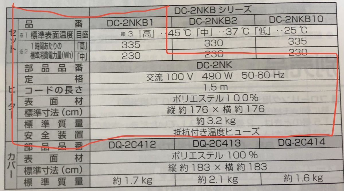 Panasonic パナソニック 電気カーペット DC-2NKB1 家庭用 ヒーター 2畳タイプ 176×176mm ホットカーペット カバーなし_画像8