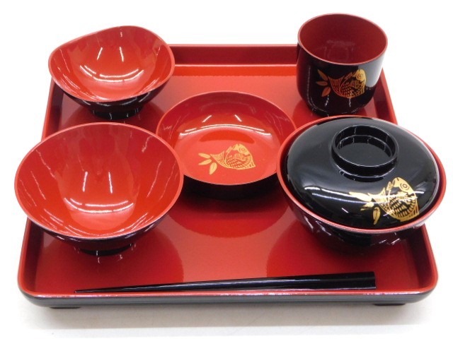 *.0077 unused weaning ceremony Okuizome tableware set day branch god company 100 day festival . weaning ceremony Okuizome serving tray 100 day festival . festival . serving tray . serving tray lacquer ware baby baby 12311241