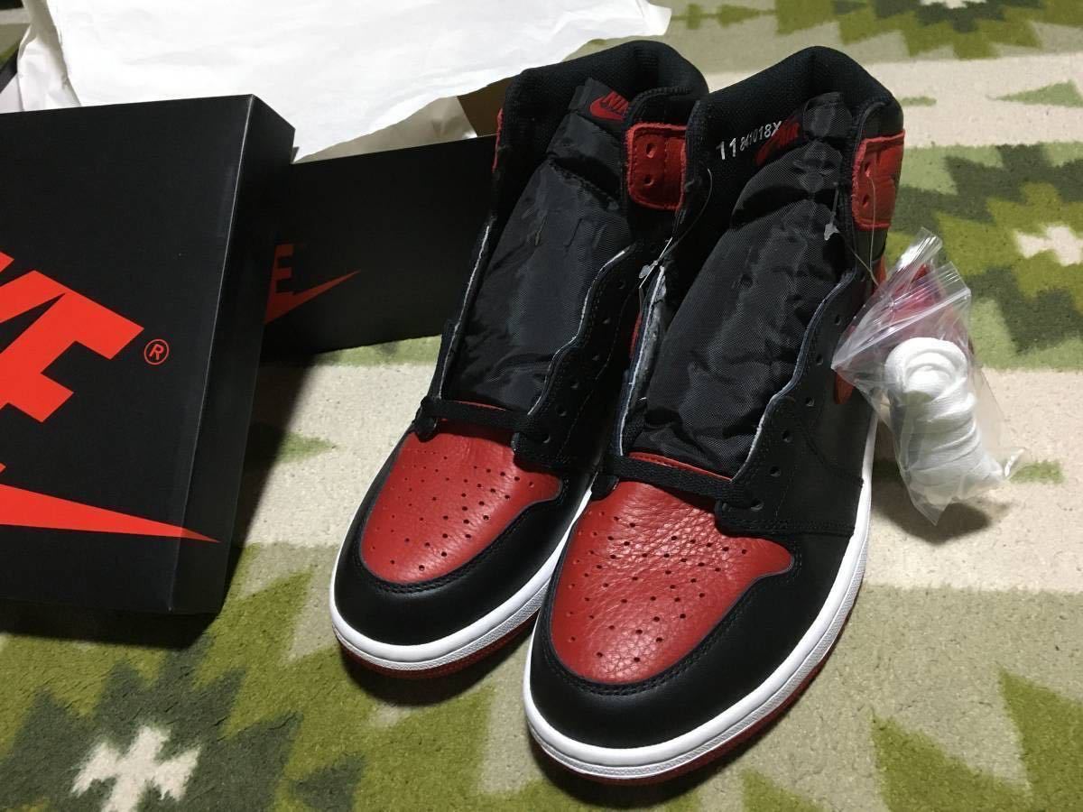 国内正規 2016 NIKE AIR JORDAN1 RETRO HIGH OG BANNED BRED ジョーダン1 バーンド 555088-001 US11 JP 29cm 新品デッド 黒タグ レシート付_画像10