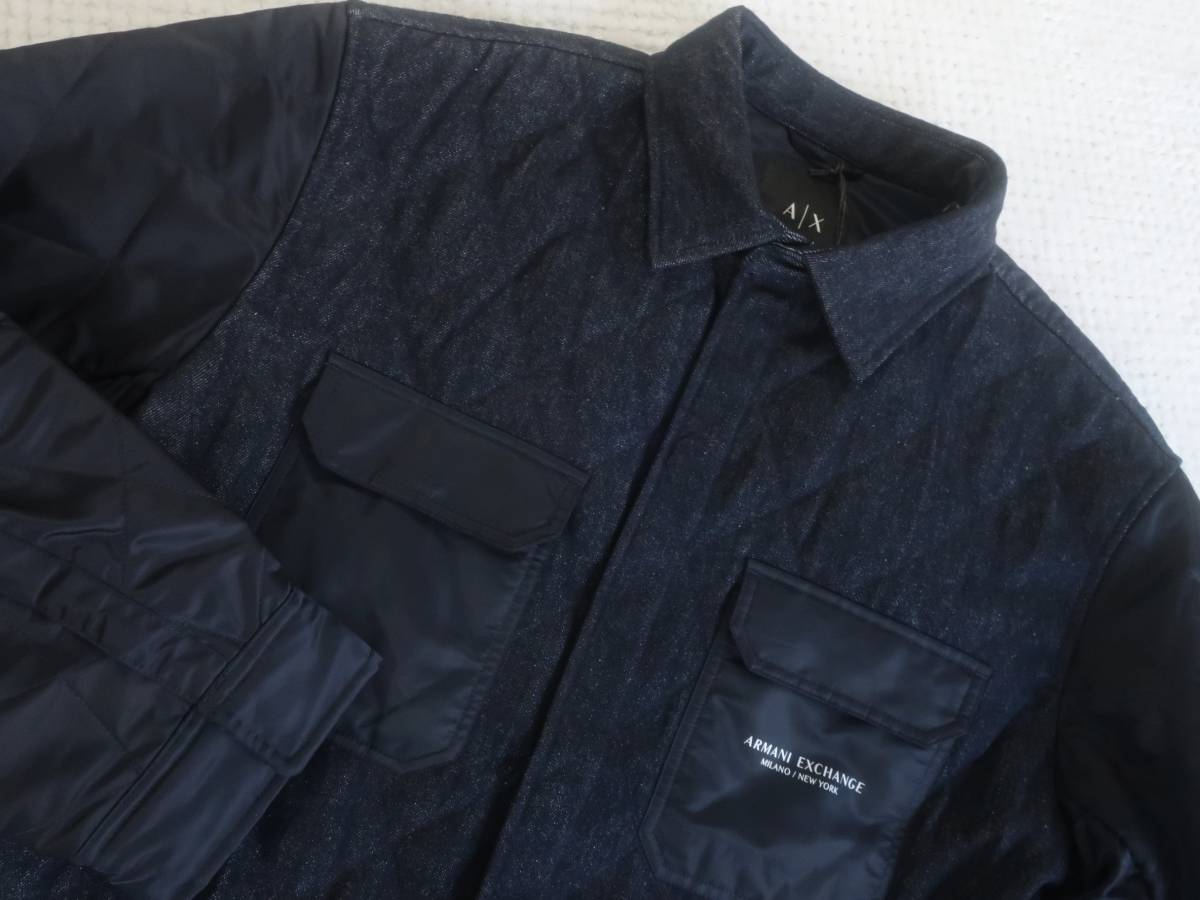 新品★アルマーニ★大きいサイズ★インディゴ デニム キルティング ジャケット★中綿入 シャツジャケット XXL★ARMANI★437_画像8