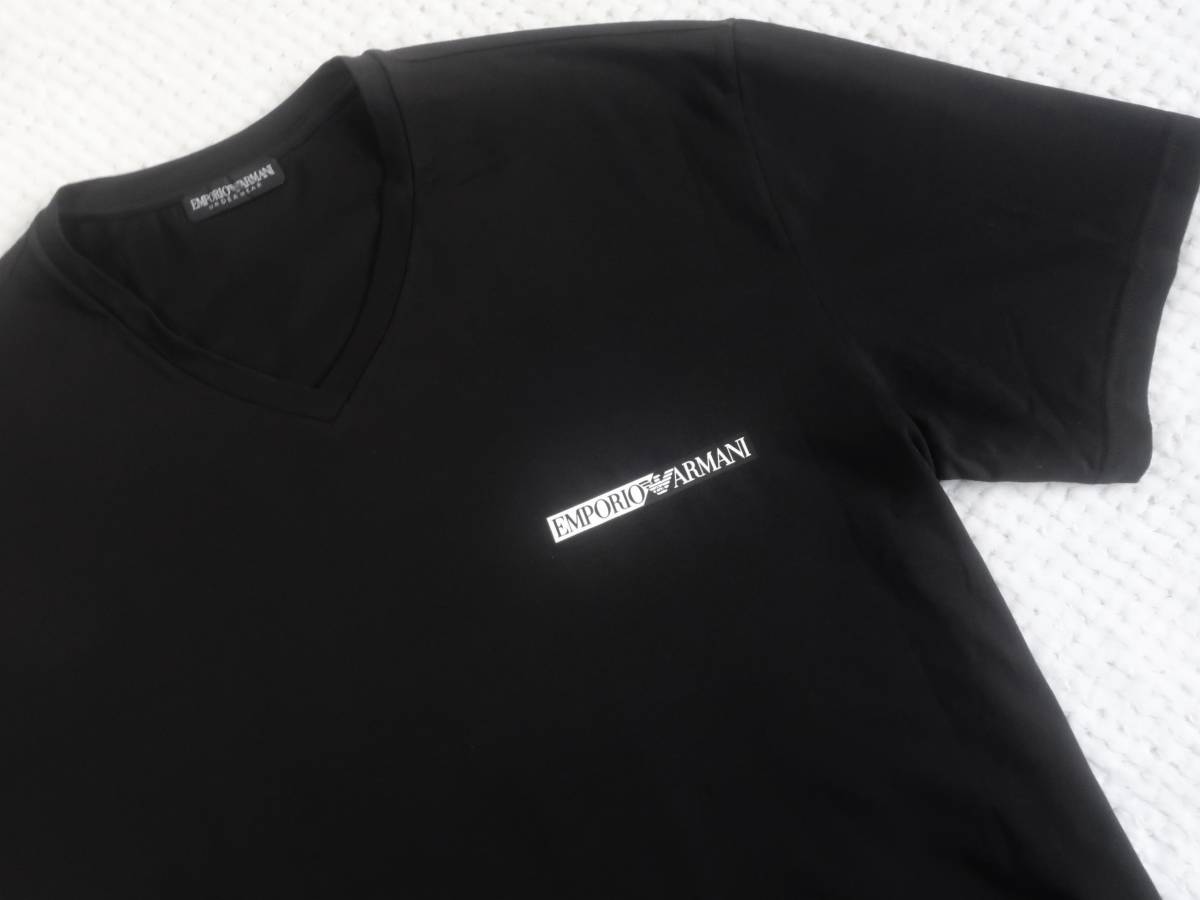 新品★エンポリオ アルマーニ★セクシーな ブラック Tシャツ★ストレッチ スリム Vネック 黒 XL★EMPORIO ARMANI EA☆474_画像3