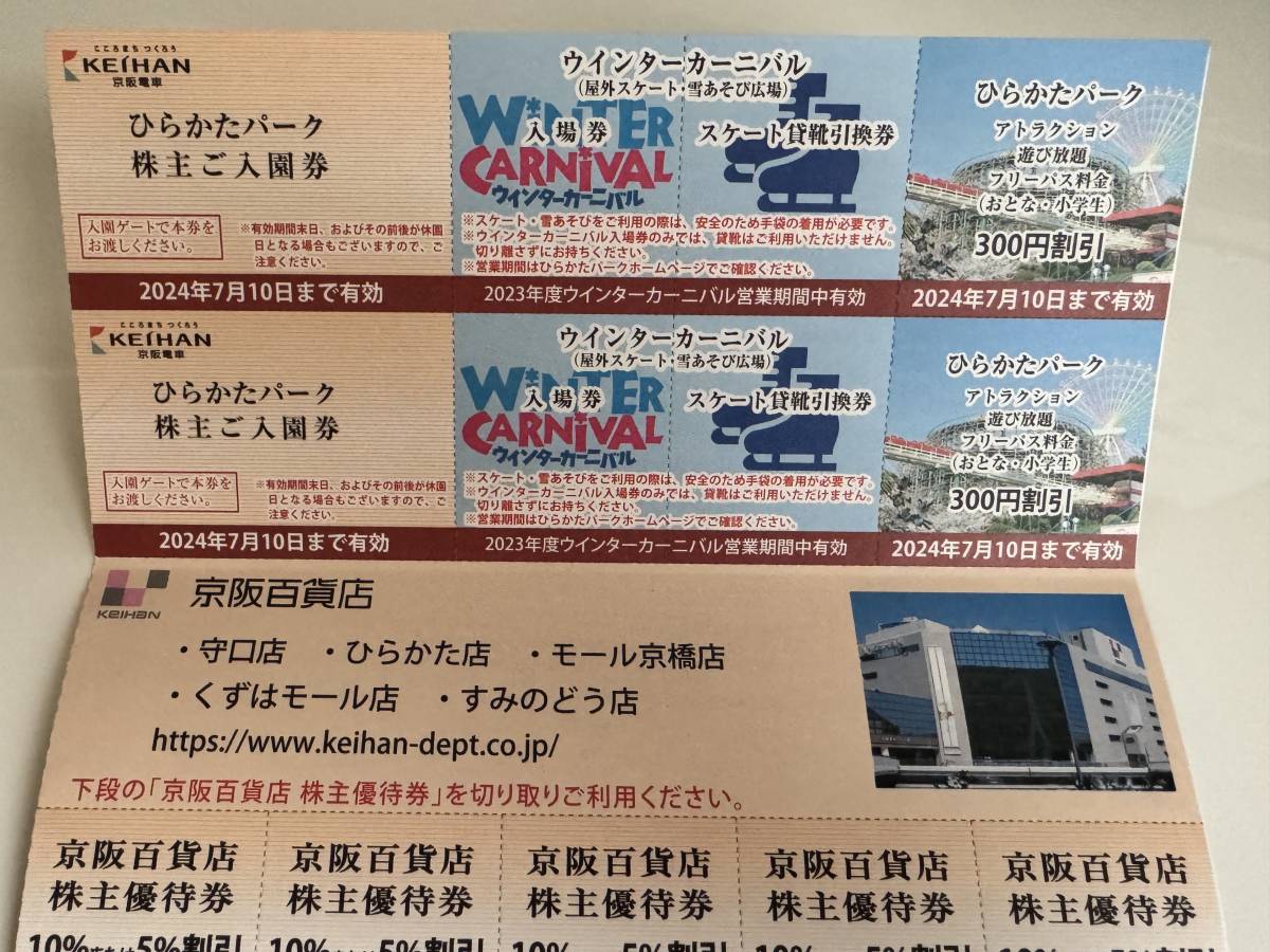  京阪グループ諸施設株主ご優待 ひらかたパーク入園券 株主優待カード　京阪乗車券4枚セット 2024年7月10日迄_画像2