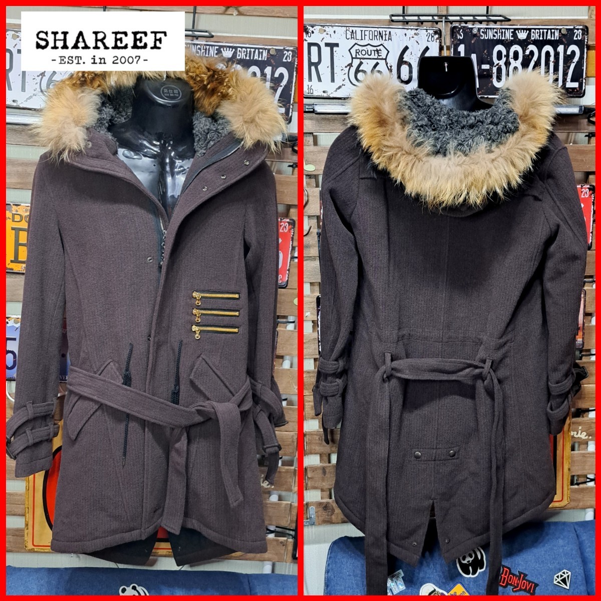 【定価9.9万】SHAREEF シャリーフ　ラクーンファー　アンゴラ　モッズコート　Ｍ　2 パープル　紫_画像2