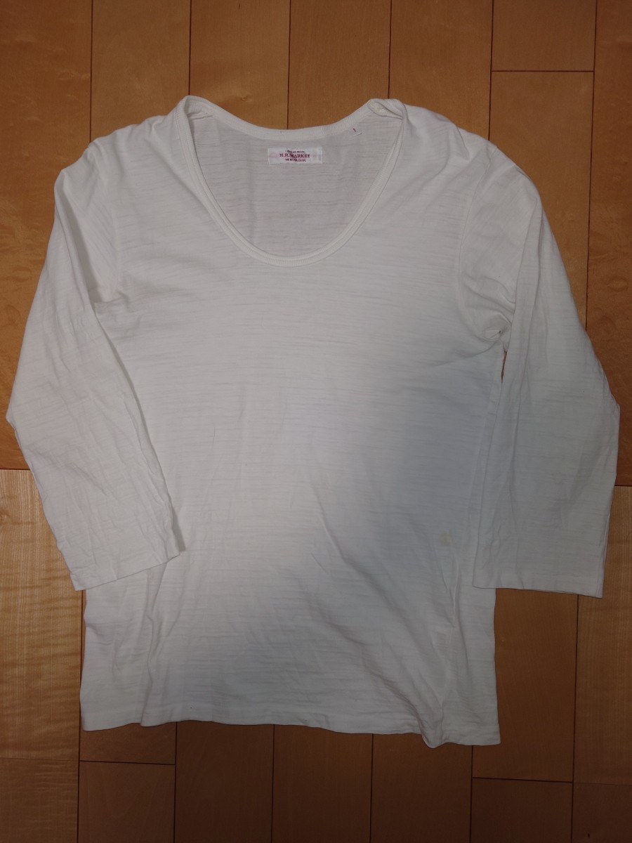 ハリウッドランチマーケット 七分袖 Tシャツ ホワイト 1の画像1