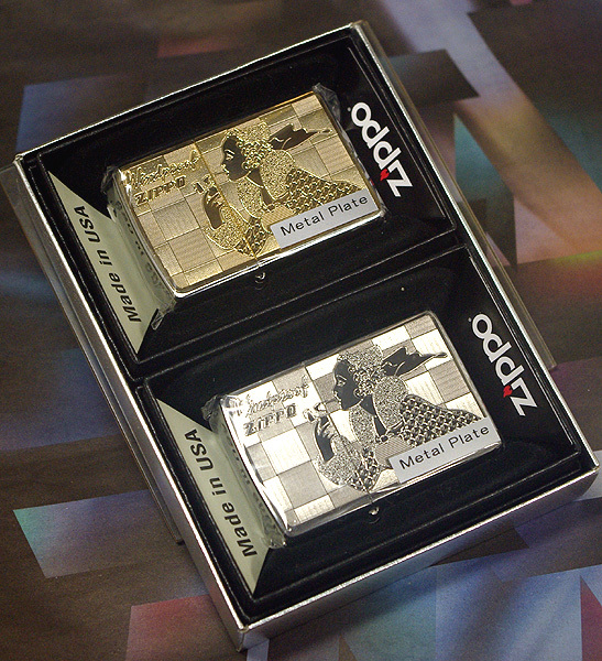 【ZIPPO】Windy ウィンディ ガール 金＆銀プレート,2個セット/ネコポス_画像1