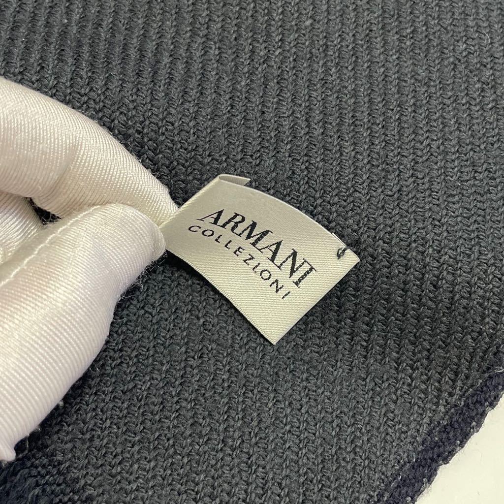 *ARMANI COLLEZIONI Armani ko let's .o-ni muffler navy × gray men's man [ judgment ending genuine article guarantee ]