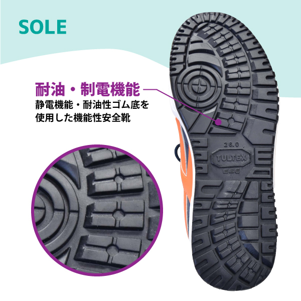  I tosTULTEX safety shoes [ AZ-51622 ] safety shoes #29.0cm# navy × orange oil resistant electrostatic steel made . core entering JSAA standard A kind 