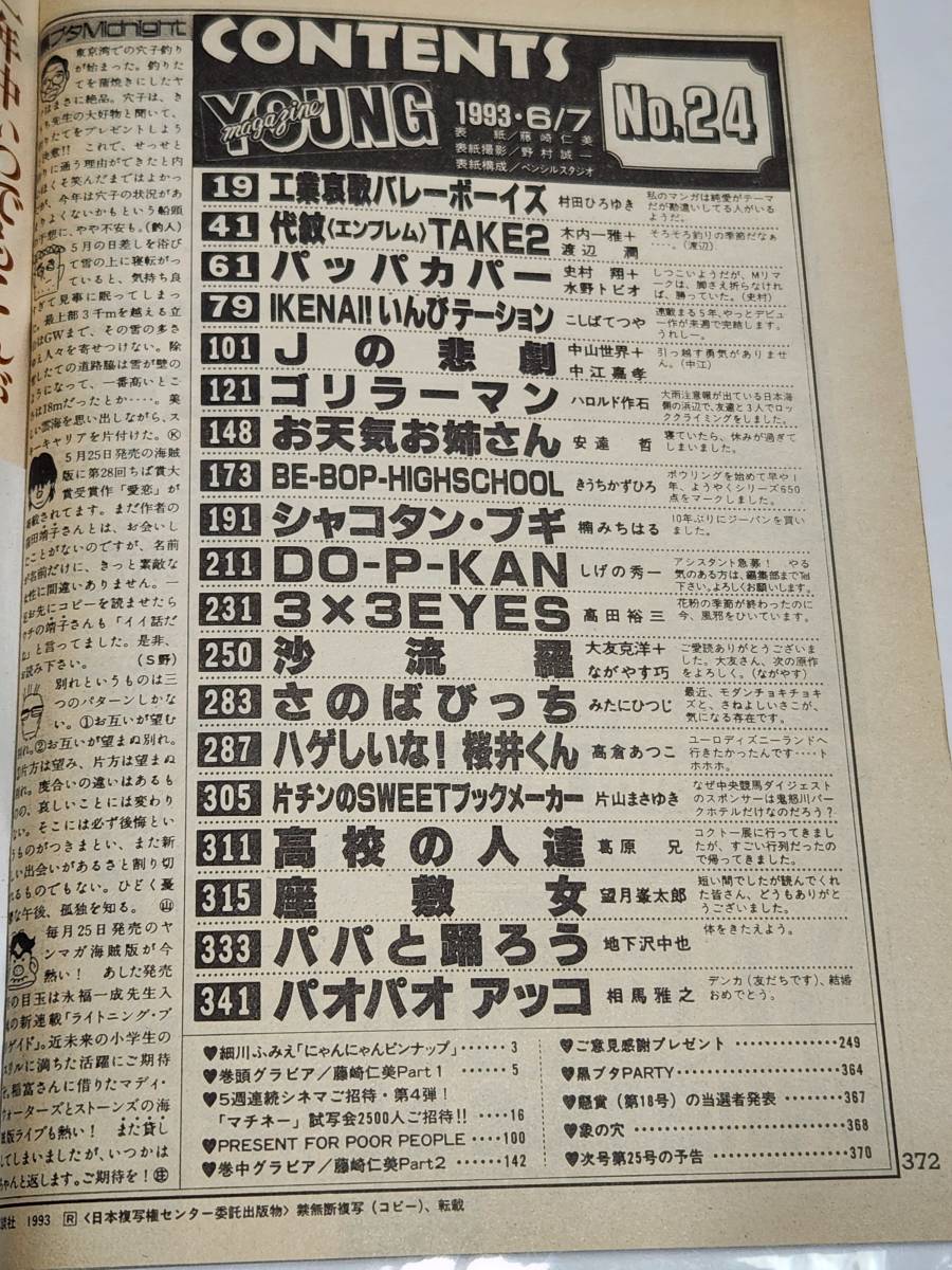 １８　93　No.24　ヤングマガジン　藤崎仁美　ゴリラーマン　ビーパップハイスクール　沙流羅　大友克洋　細川ふみえピンナップ付き_画像6