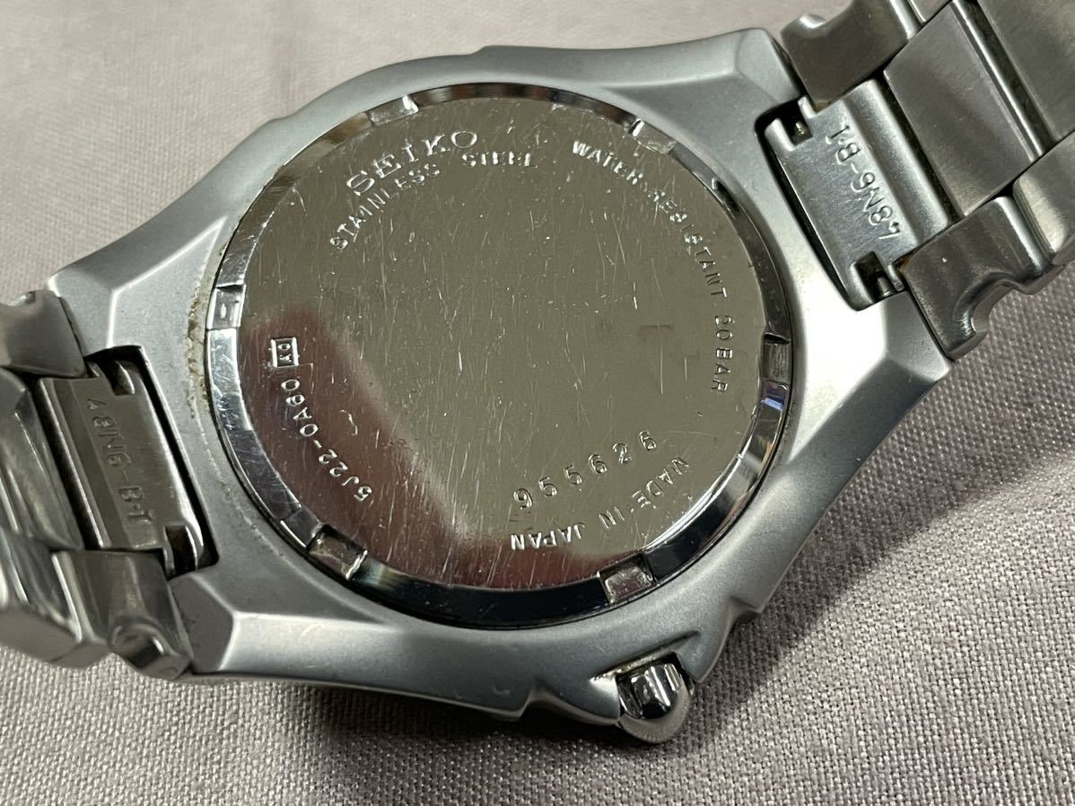 【1円スタート】SEIKO KINETIC AUTO RELAY 5J22-0A60 シルバー文字盤 セイコー キネッティク オートリレー 純正ブレス【ジャンク品】_画像5