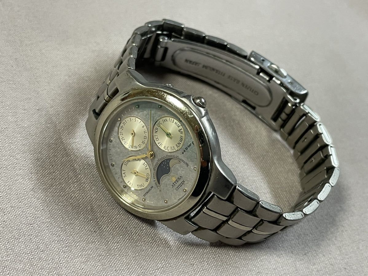 【超希少モデル・複雑時計】CITIZEN シチズン ATTESA アテッサ 6300-G30879 トリプルカレンダー ムーンフェイズ チタン製【電池交換済み】_画像10