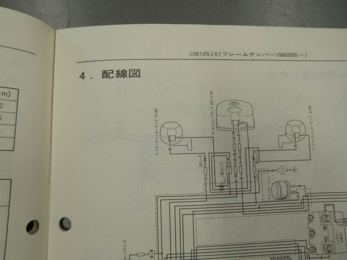 CB125JX　CB125JXA 　サービスマニュアル　補足版　昭和55年3月　配線図　希少 C280 _画像6