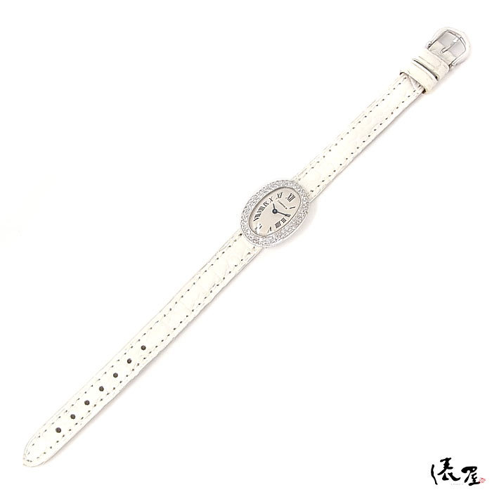 [ бриллиантовая оправа ] Cartier Mini Baignoire K18WG капитальный ремонт превосходный товар женские наручные часы Cartier. магазин 