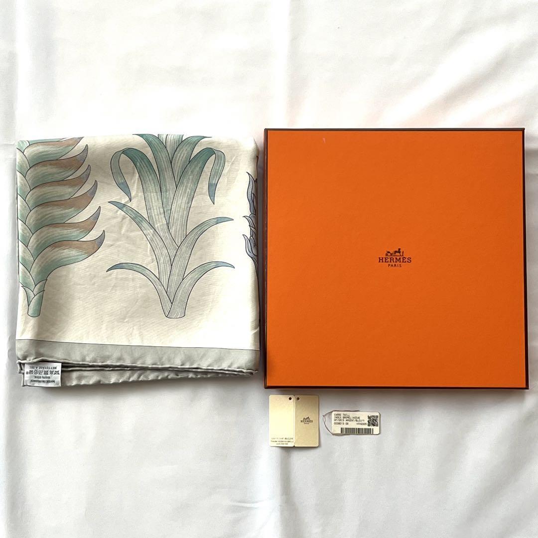 【美品】HERMES スカーフ カレ90 ヤシの目録_画像9