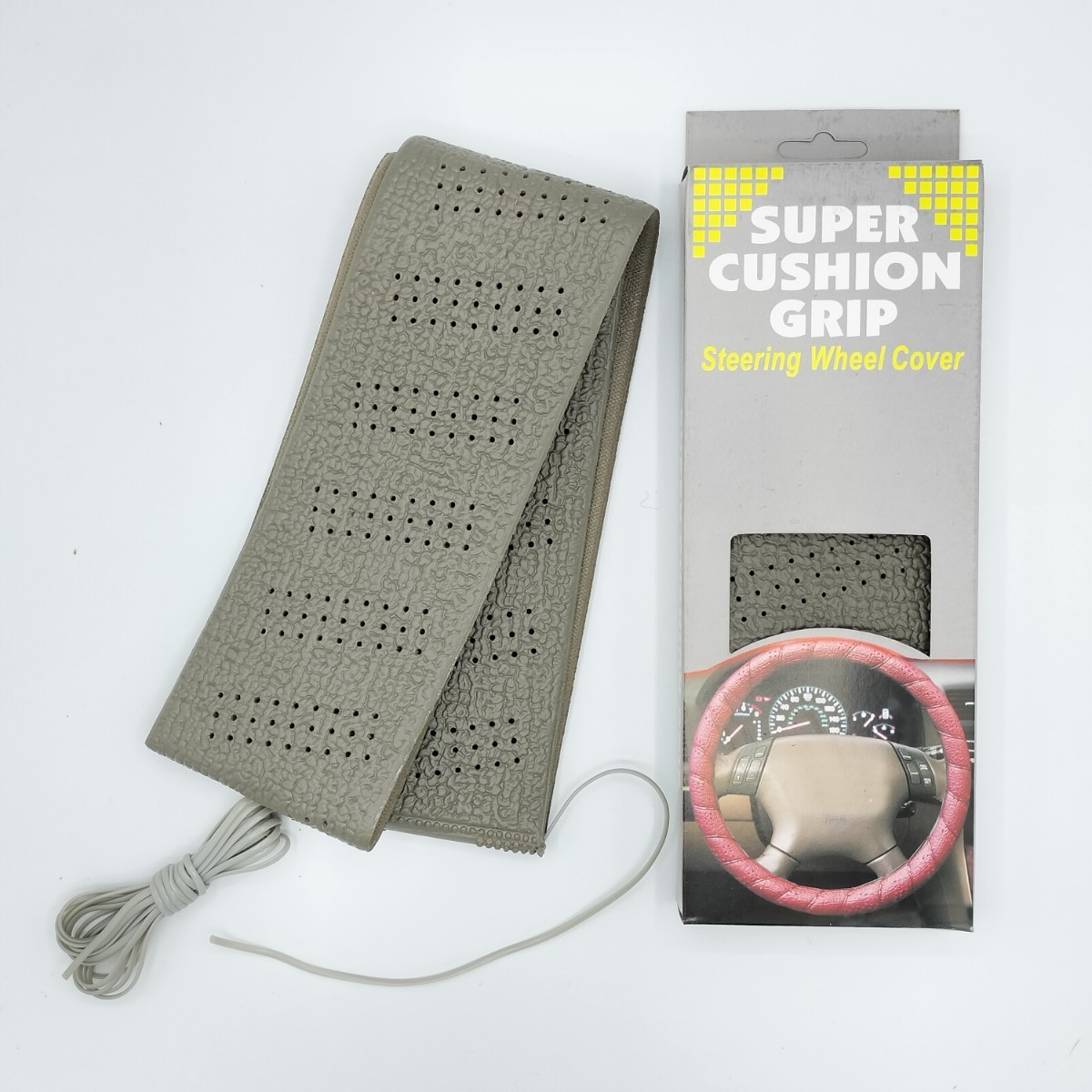 【グレー】SUPER CUSHION GRIP 4mm厚 スポーツグリップ ステアリングカバー ハンドルカバー 巻き付け パワーグリップ USDM 【匿名配送】3_画像1