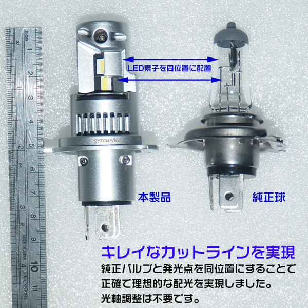 爆光 車検対応 ジェネレーションキャンター(24v) 16000LM ホワイト H4 LEDヘッドライト バルブ 2個セット 1年保証_画像5