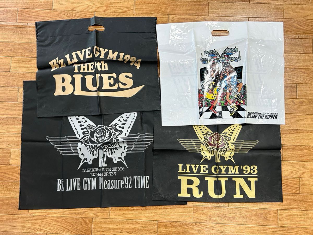 B'z ツアーグッズ ビニールバッグ TIME / RUN / JAP THE RIPPER / THE 9th  BLUES