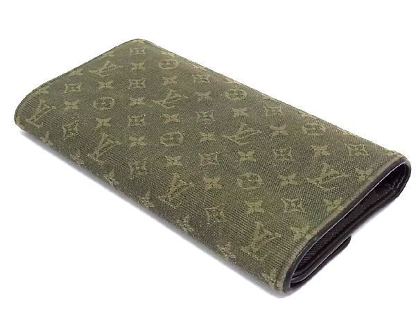 1円 LOUIS VUITTON ルイヴィトン M92443 ポルトトレゾールインターナショナル モノグラムミニ 三つ折り 財布 グリーン系 AS4861_画像2