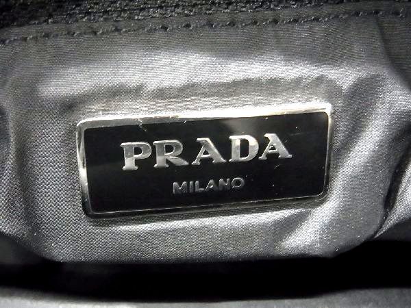 1円 ■美品■ PRADA プラダ テスートナイロン 総柄 トートバッグ ショルダーバッグ 肩掛け レディース グレー系×ネイビー系 BG5254_画像6