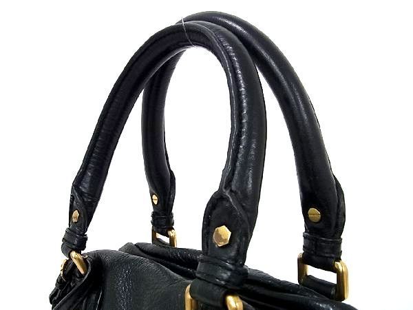 1円 MARC BY MARC JACOBS マークバイマークジェイコブス レザー ハンドバッグ トートバッグ レディース ブラック系 AU3392_画像2