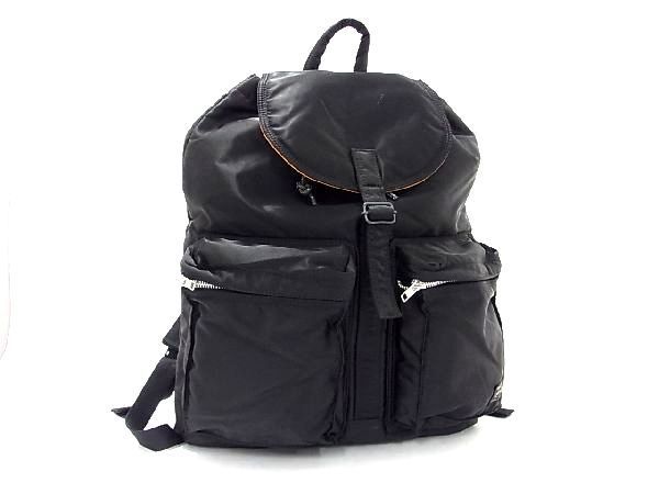 1円 ■美品■ PORTER ポーター 吉田かばん ナイロン 巾着型 リュックサック バックパック メンズ レディース ブラック系 AT2923_画像1