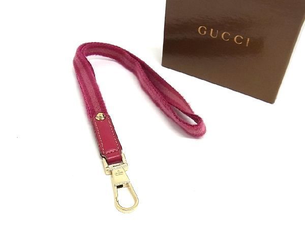 1円 ■美品■ GUCCI グッチ キャンバス ネックストラップ アクセサリー レディース ピンク系 BE7813_画像1