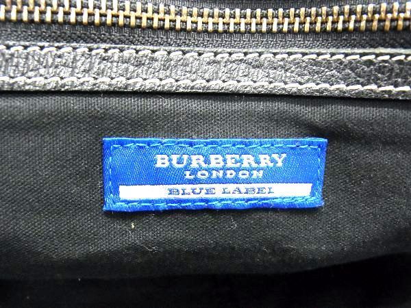 1円 BURBERRY バーバリーブルーレーベル キャンバス×レザー トートバッグ ハンドバッグ レディース ブラック系 AU3654_画像6
