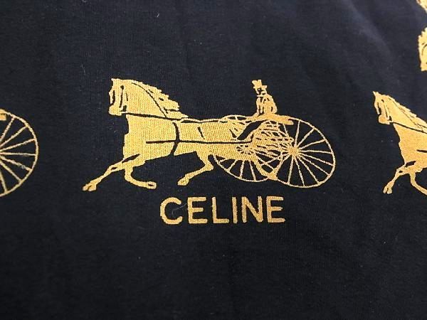 1円 ■美品■ CELINE セリーヌ シルク100% スカーフ ストール ショール レディース ブラック系×イエロー系 CD0525_画像4