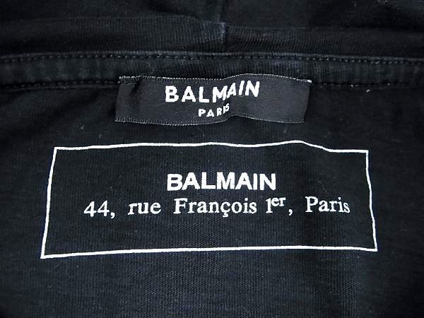 1円 BALMAIN バルマン コットン100％ 長袖 フード Tシャツ トップス 洋服 メンズ レディース ブラック系 AU4329_画像3