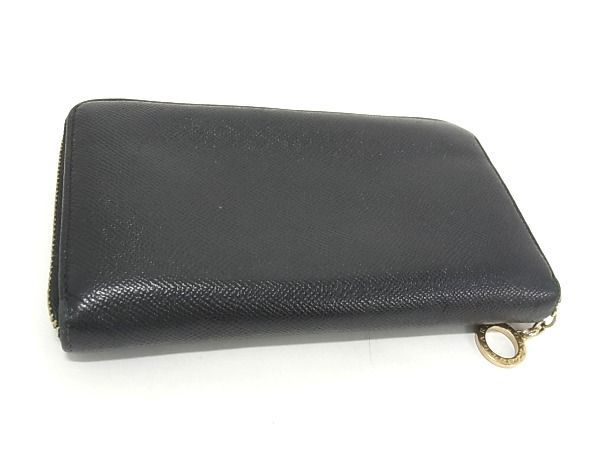 1円 ■美品■ BVLGARI ブルガリブルガリ レザー ラウンドファスナー 長財布 ウォレット 札入れ 小銭入れ レディース ブラック系 AU4780_画像2