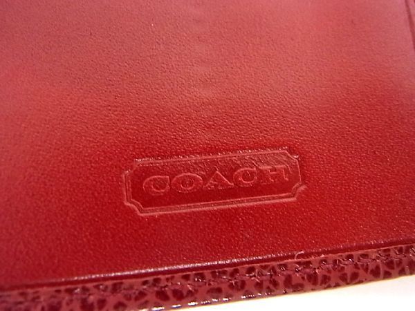 1円 ■極美品■ COACH コーチ レザー 二つ折り 長財布 ウォレット レディース レッド系 AS5189_画像6