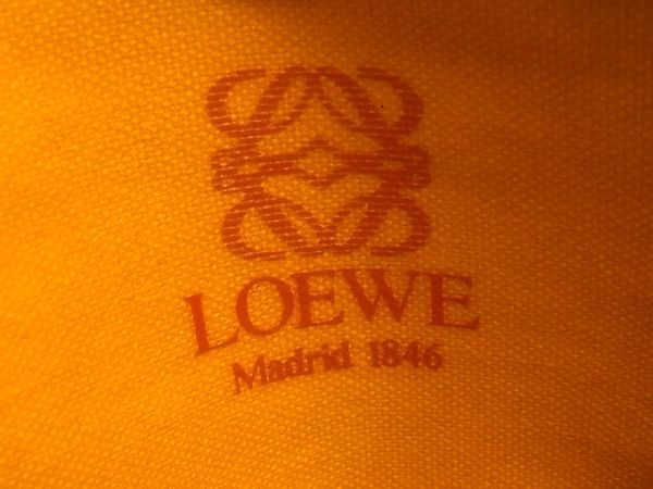 1円 LOEWE ロエベ アナグラム スエード×レザー マルチポーチ マルチケース 小物入れ レディース メンズ カーキ系×ブラウン系 AV3604_画像4