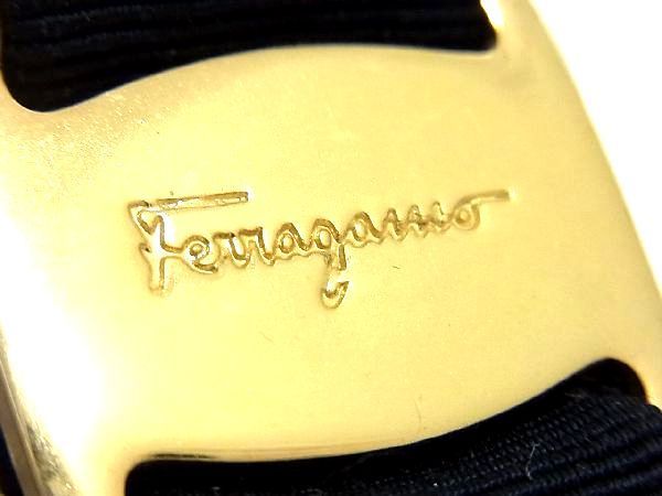 1円 Salvatore Ferragamo フェラガモ ヴァラリボン バレッタ ヘアアクセサリー レディース ブラック系×ゴールド系 AT4327_画像4