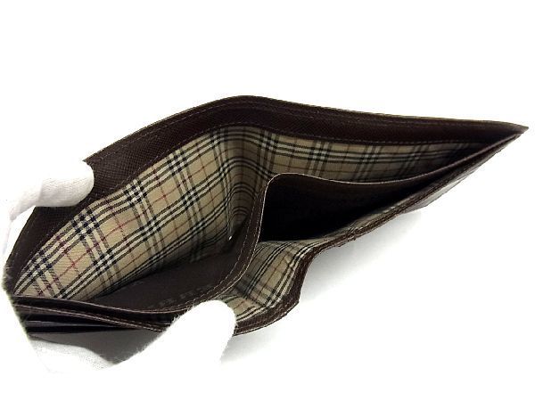 1円 ■極美品■ BURBERRY バーバリー レザー 二つ折り 財布 ウォレット 札入れ カード入れ メンズ ブラウン系 CC1014_画像4