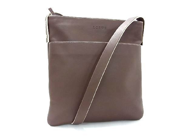 1円 ■美品■ LOEWE ロエベ レザー クロスボディ ショルダーバッグ 斜め掛けかばん レディース ブラウン系 AS5245_画像1