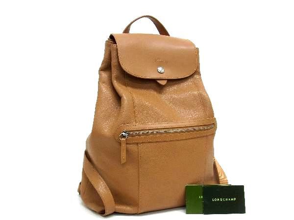 1円 ■極美品■ LONGCHAMP ロンシャン レザー リュックサック バックパック レディース ブラウン系 AS5391_画像1