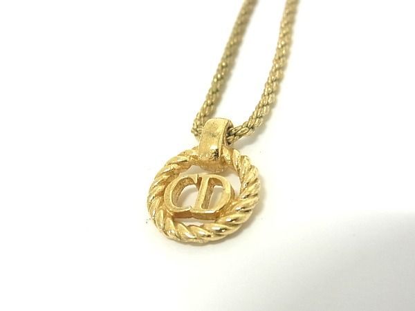 1円 ChristianDior クリスチャンディオール ヴィンテージ CDロゴ ネックレス ペンダント アクセサリー レディース ゴールド系 AV1926_画像2