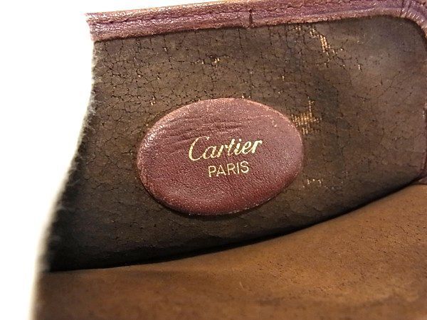 1円 Cartier カルティエ マストライン レザー メガネケース 眼鏡ケース メンズ レディース ボルドー系 CC0876_画像4