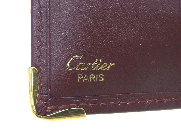 1円 ■極美品■ Cartier カルティエ マストライン レザー 二つ折り 財布 ウォレット 札入れ レディース メンズ ボルドー系 AW0182_画像5
