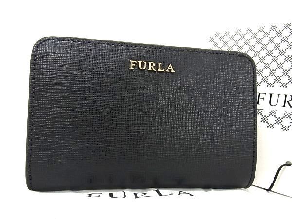 ■新品■未使用■ FURLA フルラ レザー 二つ折り 財布 ウォレット 小銭入れ 札入れ レディース ブラック系 BE8371