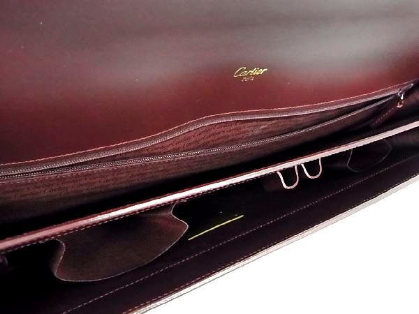 # как новый # Cartier Cartier кожа ручная сумочка портфель портфель мужской бордо серия AU3169