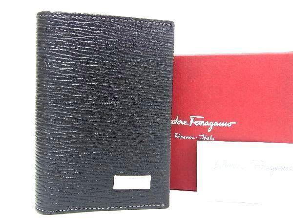 ■新品■未使用■ Salvatore Ferragamo フェラガモ レザー カードケース カード入れ パスケース メンズ レディース ブラック系 AU5146